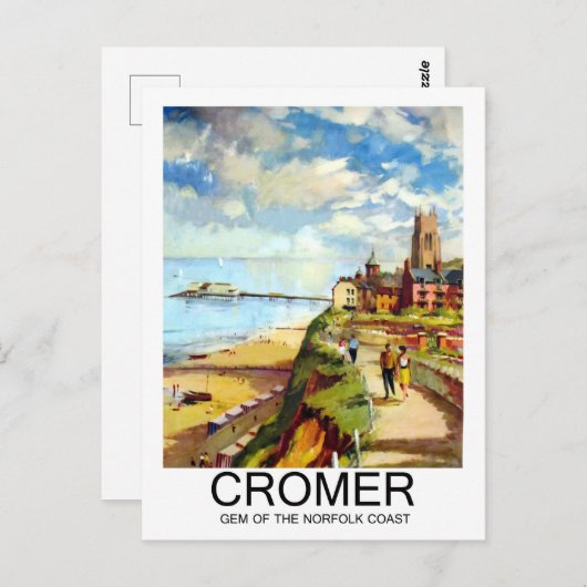Cromer, Gem of Norfolk kust, Engeland, reis Briefkaart (Voorkant / Achterkant)