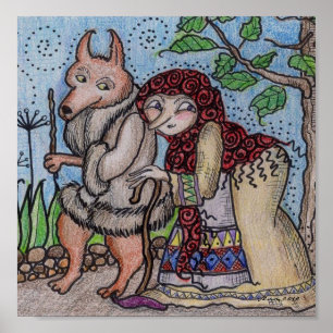 Crone en Wolfie gaan voor een Walk Oekraïense volk Poster