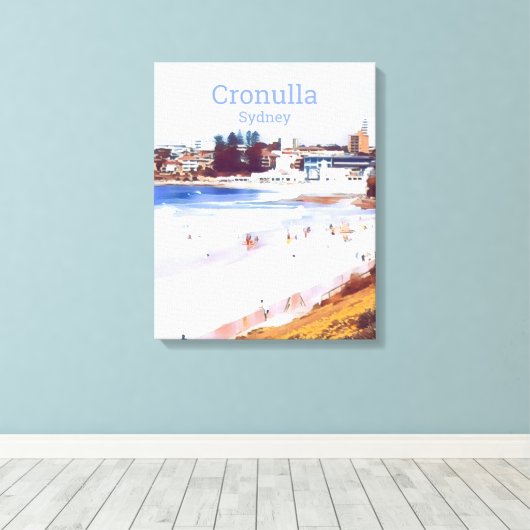 Cronulla strandvoorstad Sydney reisprint Canvas Afdruk (Insitu (Houten vloer))