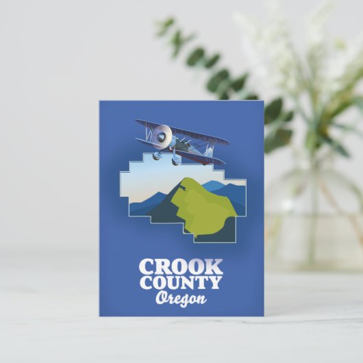 Crook County Oregon-kaart Briefkaart (Staand voorkant)