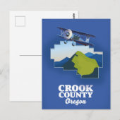 Crook County Oregon-kaart Briefkaart (Voorkant / Achterkant)