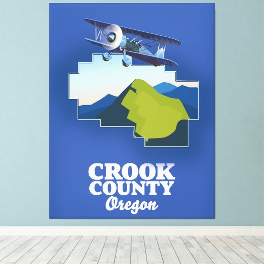 Crook County Oregon-kaart Canvas Afdruk (Insitu (Houten vloer))