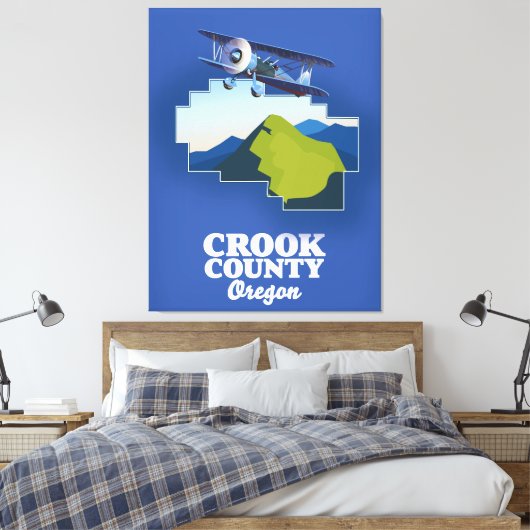 Crook County Oregon-kaart Canvas Afdruk (Insitu (Slaapkamer))