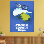 Crook County Oregon-kaart Canvas Afdruk (Insitu (Woonkamer))
