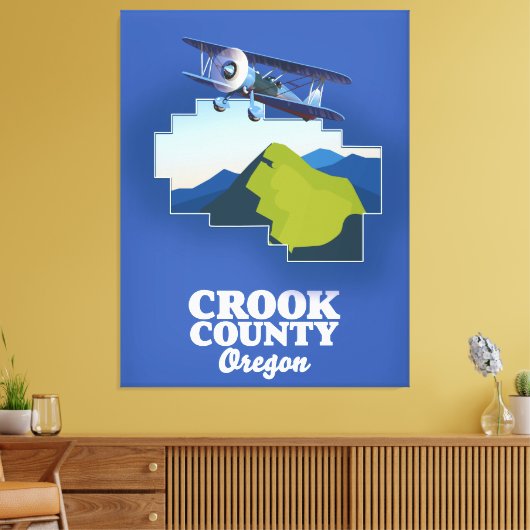 Crook County Oregon-kaart Canvas Afdruk (Insitu (Woonkamer))