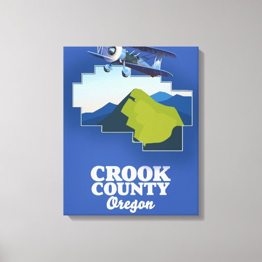 Crook County Oregon kaart Canvas Afdruk (Voorkant)