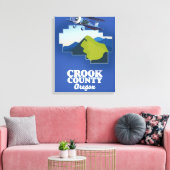 Crook County Oregon kaart Canvas Afdruk (Insitu (Woonkamer))