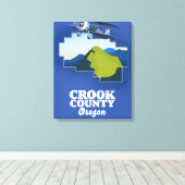 Crook County Oregon kaart Canvas Afdruk (Insitu (Houten vloer))
