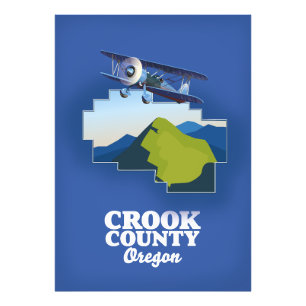 Crook County Oregon-kaart Foto Afdruk