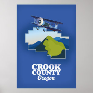 Crook County Oregon-kaart Poster