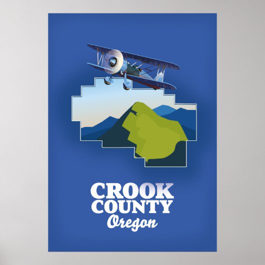 Crook County Oregon-kaart Poster (Voorkant)
