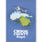 Crook County Oregon-kaart Sticker (Voorkant)