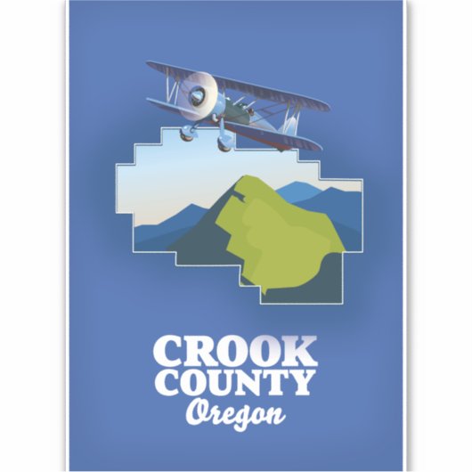 Crook County Oregon-kaart Sticker (Voorkant)