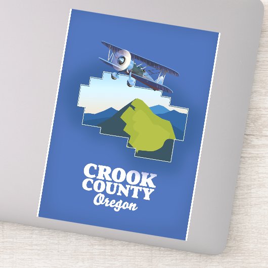 Crook County Oregon-kaart Sticker (Detail)