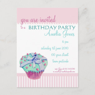 Crooked Cupcake Birthday Party Invitation Kaart