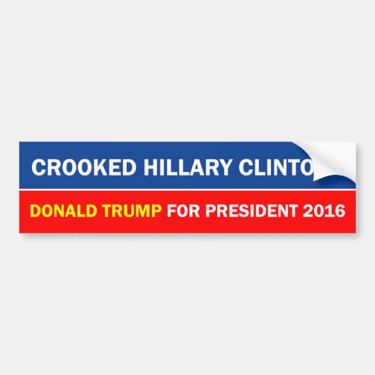 Crooked Hillary Clinton Bumpersticker (Voorkant)