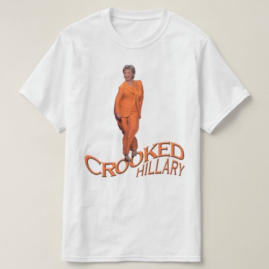 Crooked Hillary Clinton Oranje Black T-Shirt (Design voorkant)