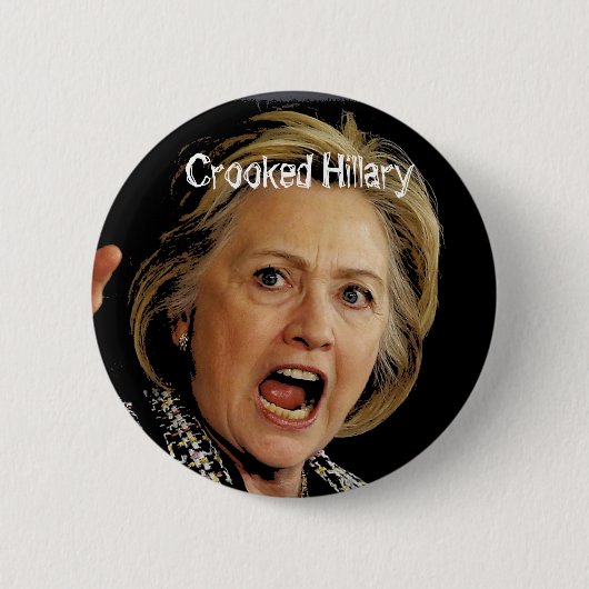 Crooked Hillary Clinton Ronde Button 5,7 Cm (Voorkant)