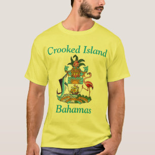 Crooked Island, Bahamas met wapenschild T-shirt