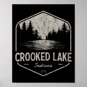 Crooked Lake Indiana Buiten Activiteiten Vintage  Poster