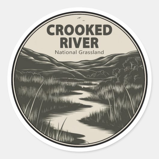 Crooked River National Grassland Oregon Stream Ronde Sticker (Voorkant)