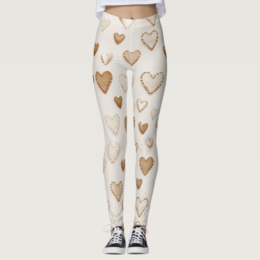 Croom Cocoa Bruine Harten Leggings (Voorkant)