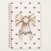 Croomcocoa strik met roze rood glinsterende harten planner (Voorkant)