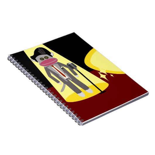 Crooner Fun Fifties Retro Singer Socket Monkey Notitieboek (Rechterzijde)