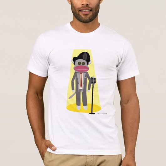 Crooner Socket Monkey Cute Retro Singer Cartoon T-shirt (Voorkant)