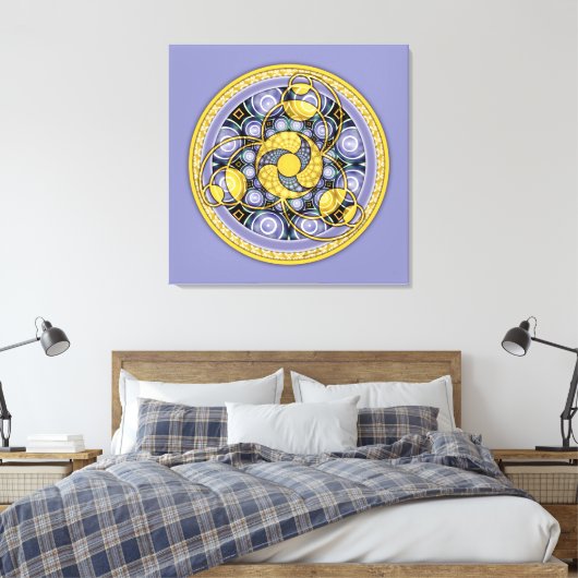 Crop Circle Mandala 5, Ingewikkeld Canvas (Insitu (Slaapkamer))
