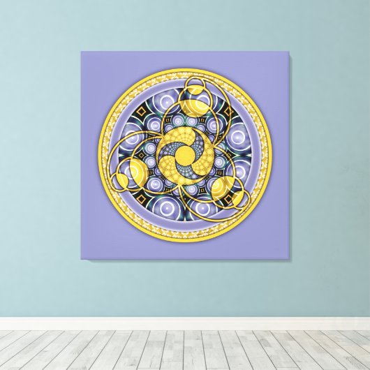 Crop Circle Mandala 5, Ingewikkeld Canvas (Insitu (Houten vloer))