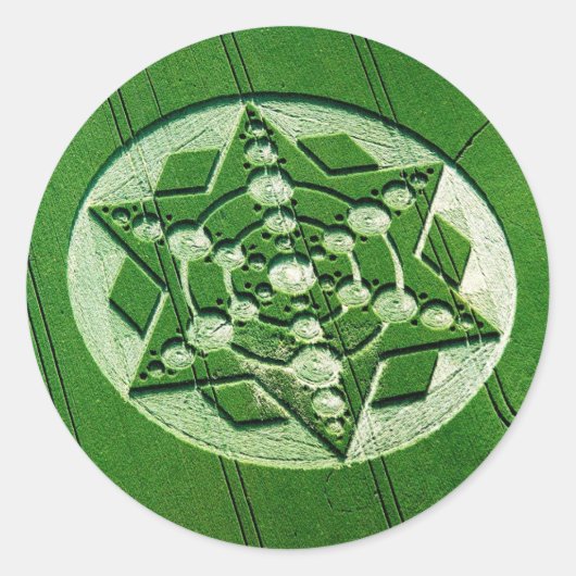 Crop Circle Spinning Star Wiltshire Ronde Sticker (Voorkant)