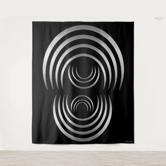 Crop Circle Zilveren Alien Crescent Moon Wandkleed (Voorkant)