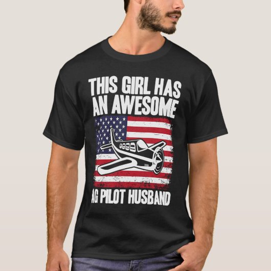Crop Duster American Flag AG Pilot Wife T-shirt (Voorkant)