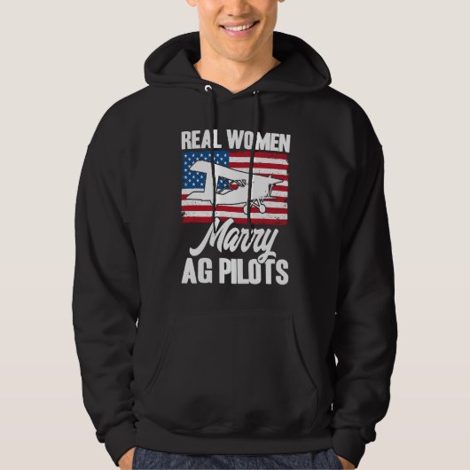 Crop Duster American Flag Real Women Marry AG Pilo Hoodie (Voorkant)
