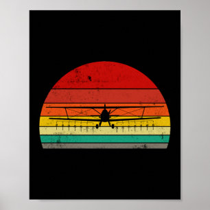  Crop Duster Retro Sunset AG Pilot Poster