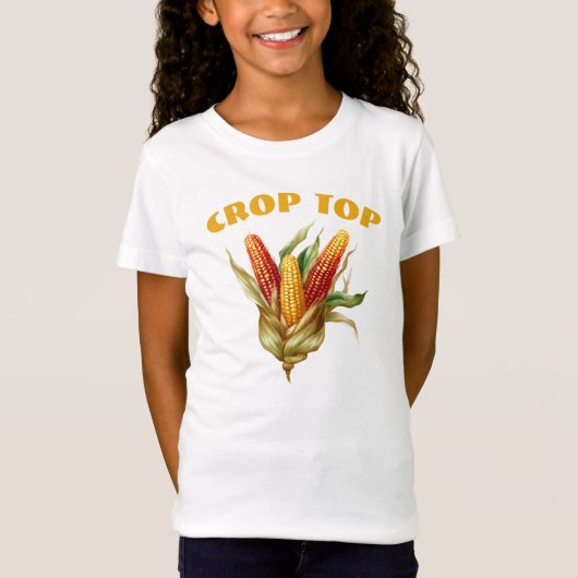 Crop Top, Maïs op de Kam, Groenten, Grappige Kinde T-shirt (Voorkant)