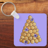 Croquembouche Choux Bun Cream Puffs Wedding Cake Sleutelhanger (Voorkant)