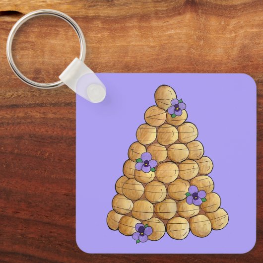 Croquembouche Choux Bun Cream Puffs Wedding Cake Sleutelhanger (Voorkant)