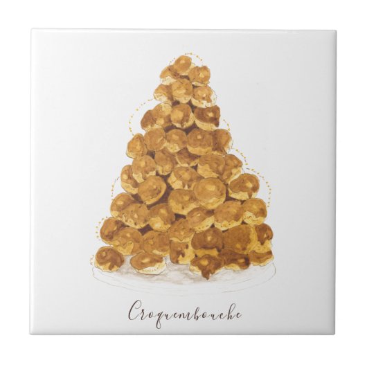 Croquembouche waterverf tegeltje (Voorkant)
