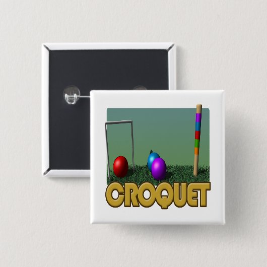 Croquet 5 vierkante button 5,1 cm (Voorkant /achterkant)
