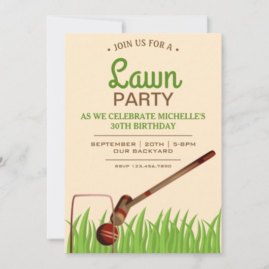 Croquet Achtertuin Game Gazon Verjaardagsfeest Uit Kaart (Voorkant)