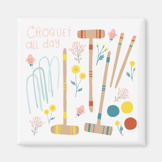 CROQUET ALLE DAGELIJKSE introductiegames Fun Cute Magneet (Voorkant)