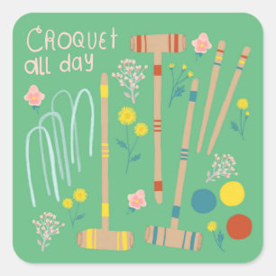 CROQUET ALLE DAGELIJKSE introductiegames Fun Cute Vierkante Sticker