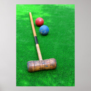 Croquet-apparatuur op kunstgras poster