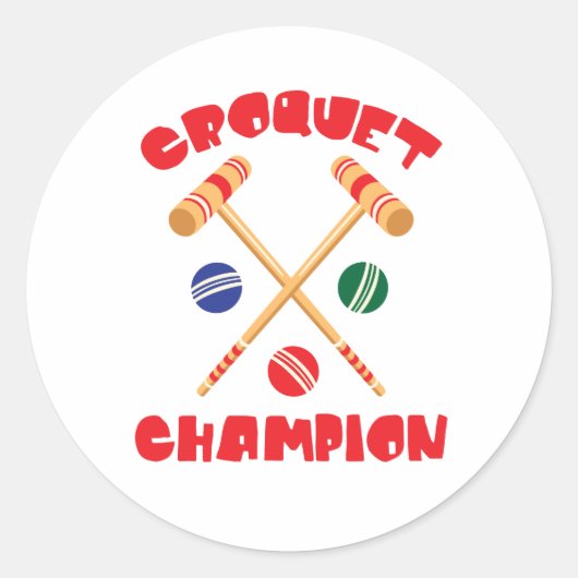 Croquet Champion Ronde Sticker (Voorkant)