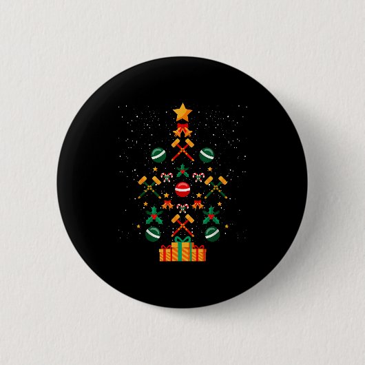 Croquet Christmas Tree Xmas  Ronde Button 5,7 Cm (Voorkant)