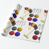 Croquet Equipment Set Mallet Balls Hoops Cadeaupapier (Uitgerold)