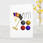 Croquet Equipment Set Mallet Balls Hoops Kaart (Gele Bloem)