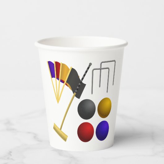 Croquet Equipment Set Mallet Balls Hoops Papieren Bekers (Voorkant)